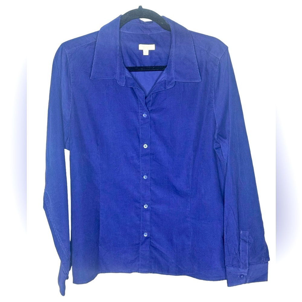 Talbots Women's Royal Blue 100% Cotton Long Sleeves Button Down Shirt | Lp